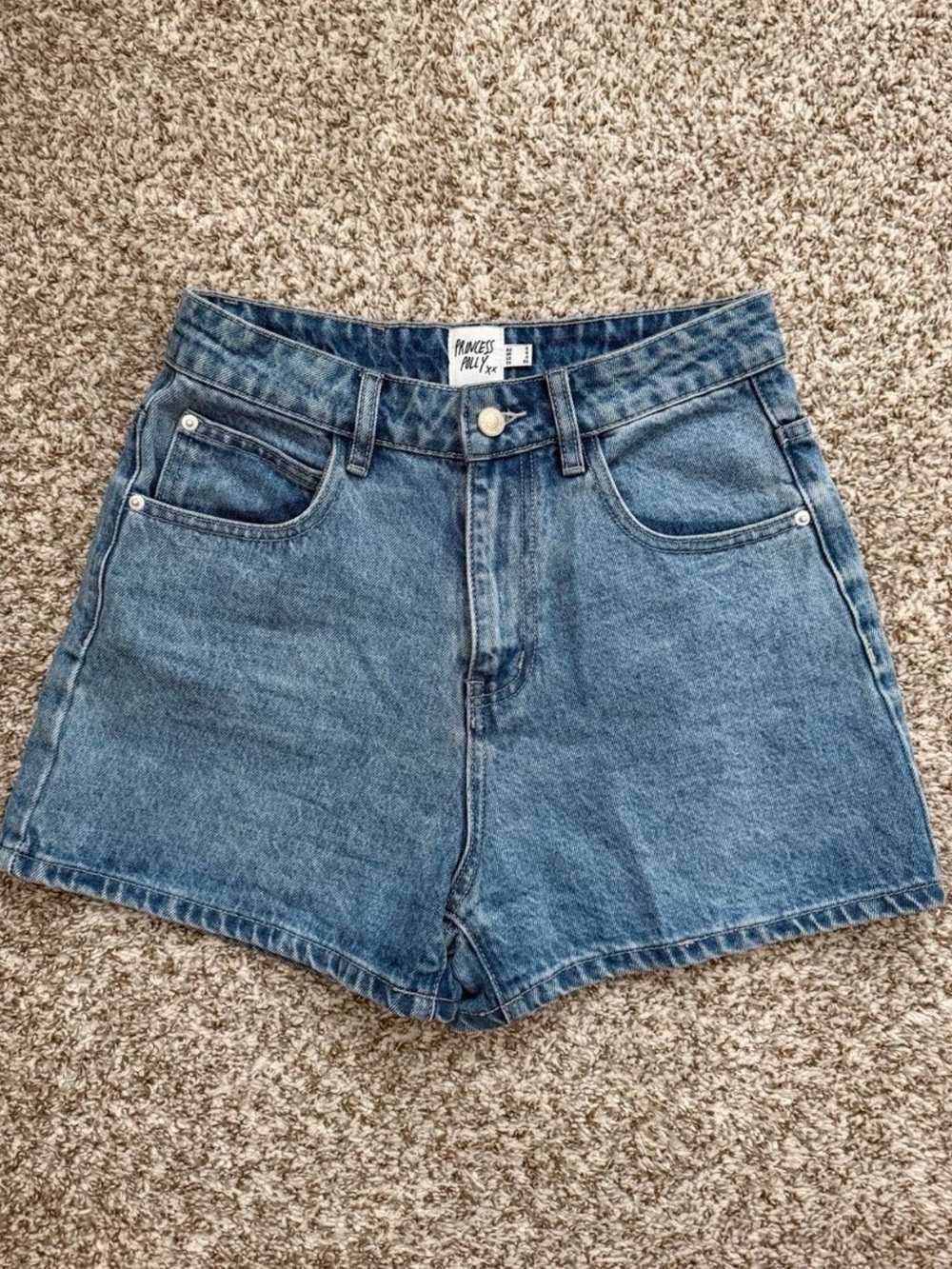 Princess Polly Mid-Rise Blue Denim Jean Shorts size 4